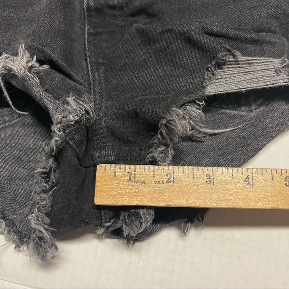 Distressed Black Denim Shorts - Picture 7 of 10